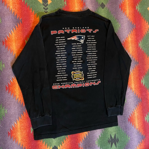 VINTAGE PATRIOTS TOM BRADY SUPER BOWL LONGSLEEVE SHIRT GREAT CONDITION BLACK - Picture 6 of 6